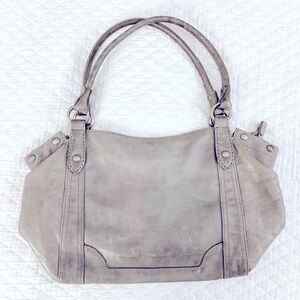 Vintage weathered gray Frye leather purse